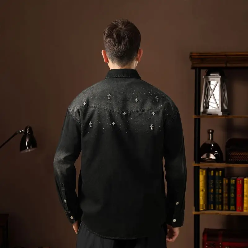 ربيع الخريف سترات الدنيم خمر مع جيب تصميم الدنيم معاطف للرجال واحدة الصدر التلبيب طوق سترة الخريف معطف العمل