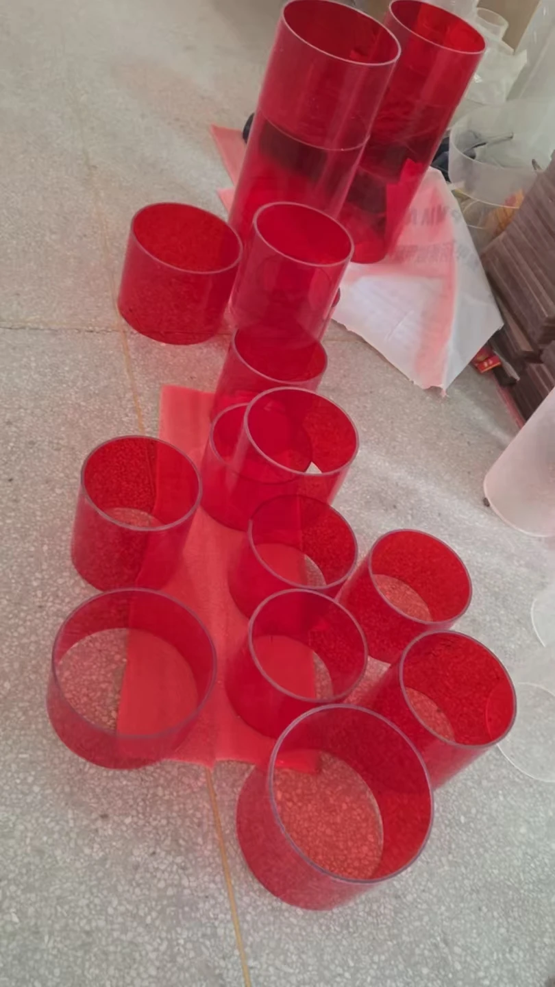 

YOUYIZUO прозрачная красная акриловая трубка для барабанной оболочки, труба из ПММА, малый барабан, Tom Tom Rack Tom Drum Set