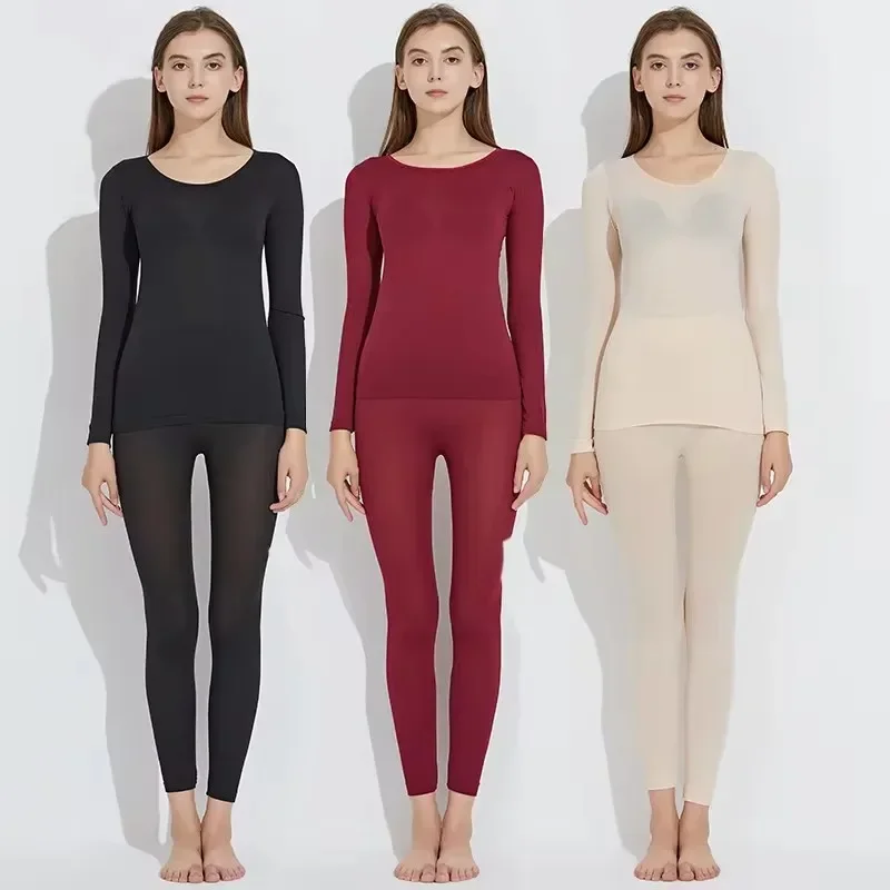 Women traceless thermal underwear set unisex intimate pajamas ultra-thin winter constant temperature long sleeve lingerie 2 piec image 3