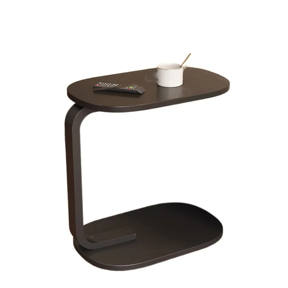

Modern C-Shaped Sofa Coffee Table Stable Round Corner Mobile Storage Desk Oval Easy Installation Bedside Organizer Home