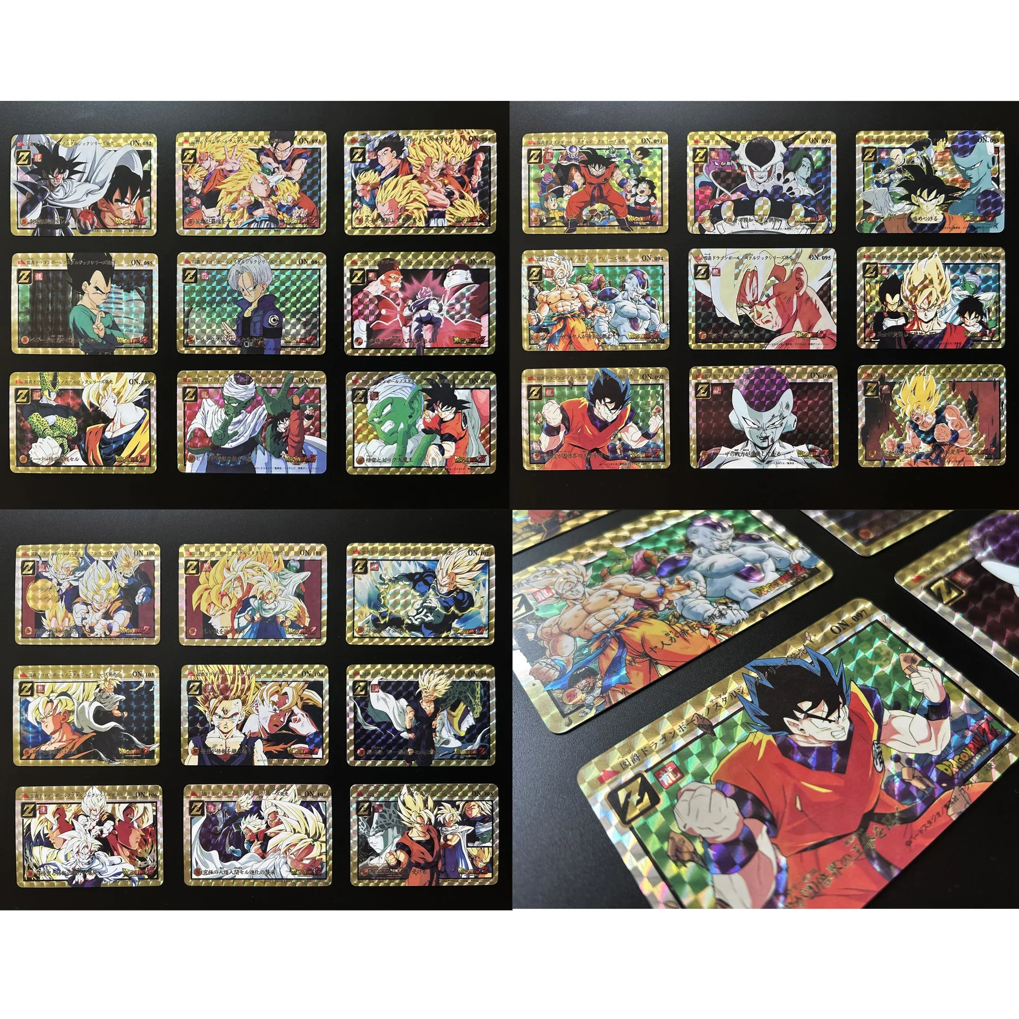 55 unids/set Dragon Ball tarjetas de colección Super Saiyan Goku Gohan Vegeta Trunks Frieza Fierce Fight Flash tarjetas clásicas de Anime