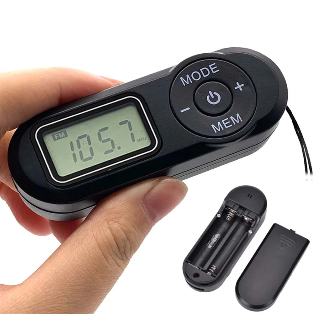 

Pocket FM Radio FM 64-108Mhz Portable Sports Radio Receiver With Lcd Display 3.5mm Earphones Neck Lanyard