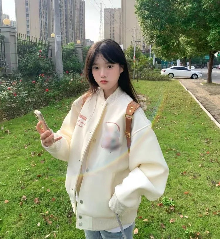 

Baseball Jackets Teens Womens Spring Splashing Cargo Style Panelled Pleated Sleeveless Soft-Shell Romantic Loose-Fitting Abrigos