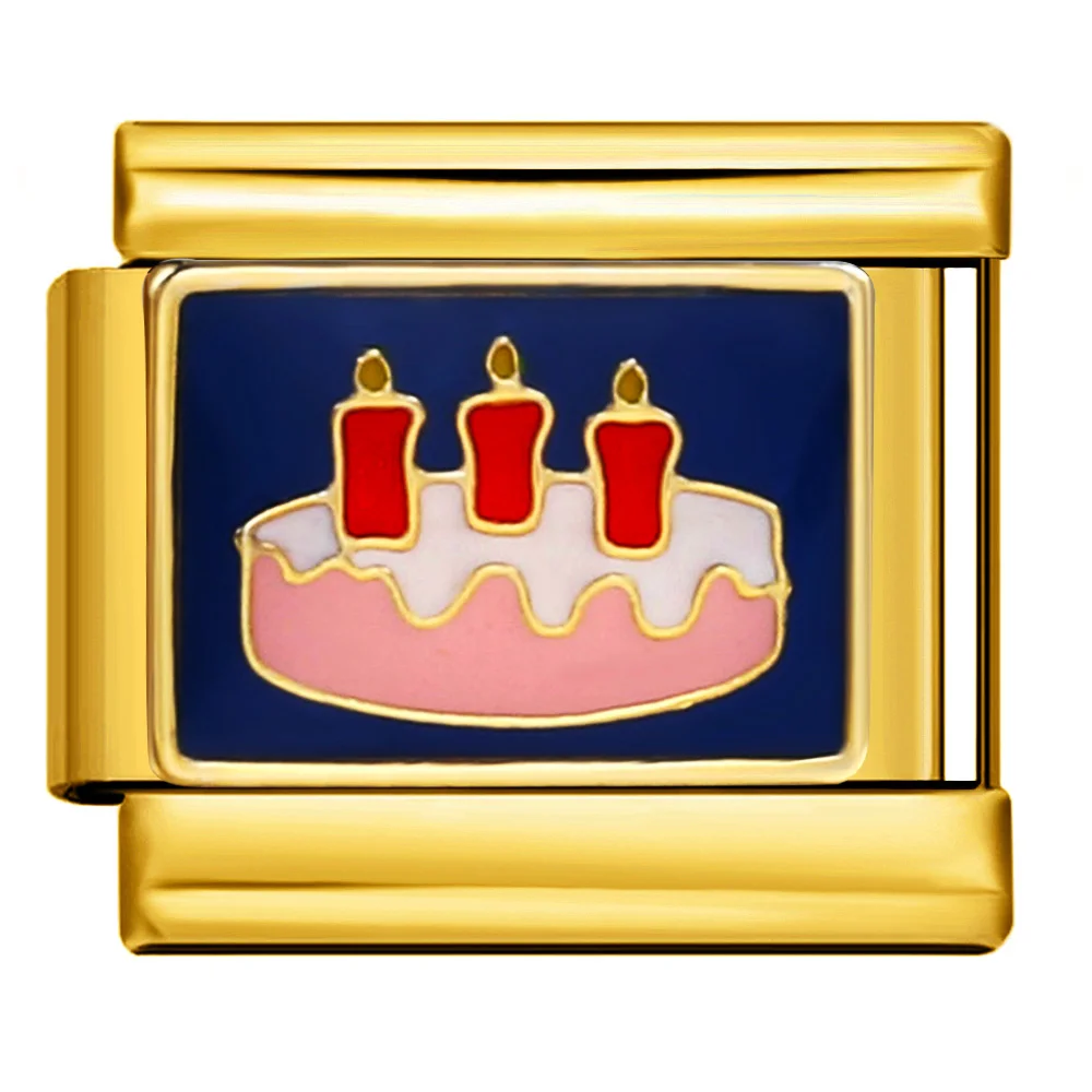 Design-Geschenkbox in Goldfarbe, Geldbörse, Geburtstagskerze, italienischer Charm-Anhänger, passend für 9mm Edelstahlarmbänder, DIY-Schmuckherstellung – Detail 7