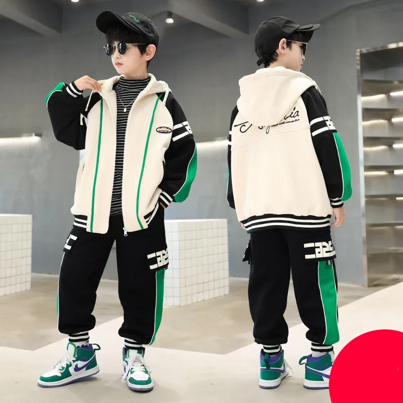 Boys Coat +Pants Kids Sets Tracksuit 2PCS/Set 2023 Elegant Spring Autumn Cotton Outfits Jogging Suit Children Clothing