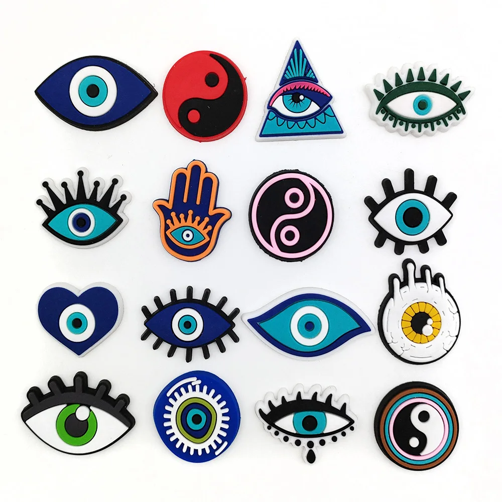 Wholesale 1pcs PVC Shoe Accessories for Shoe Charms Blue Eyeball Women Buckle Kids Pins Men Decoration