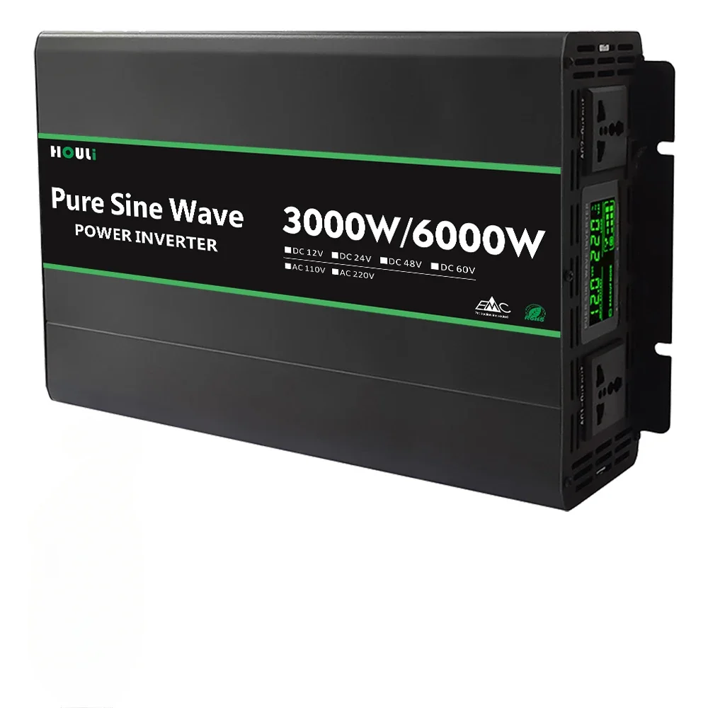 For HOULI 24v To 220v Watt Car Pure Sine Wave Dc   12V To Ac 220V 110V Power Inverter Convertisseur 12v 220v 6000w 4000w 3000w