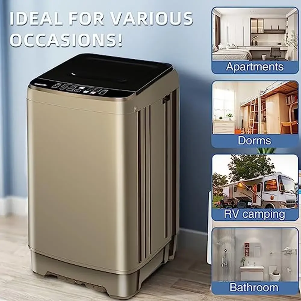 Automatic Portable Washing Machine 13.3lbs LED Display 10 Programs Compact Washer High-efficiency Apartment RV Dorm Stainless