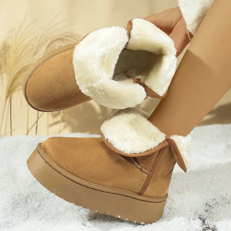 

2025 NEW Fashionable and Versatile Round Toe Snow Boots Winter Warm Rubber Boot Popular Style Velvet Surface Snow Boots