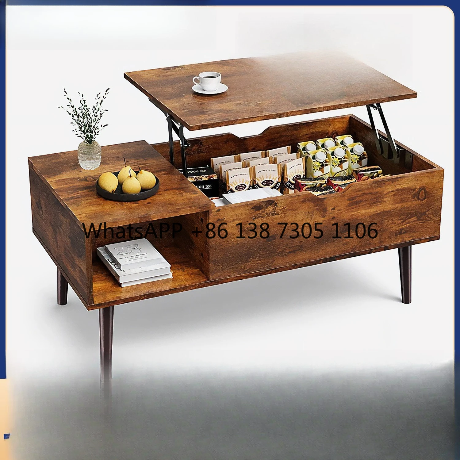 

Home living room lifting adjustable height coffee table iron wood bedroom study notebook storage table