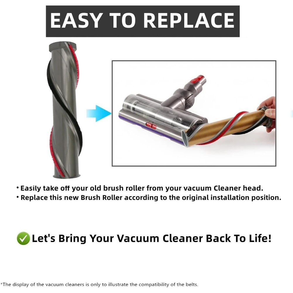AT28-For Dyson V15 Vacuum High Torque Anti Tangle Roller Brush Replacement Parts Brushbar Roller Brush With Cleaning Brush