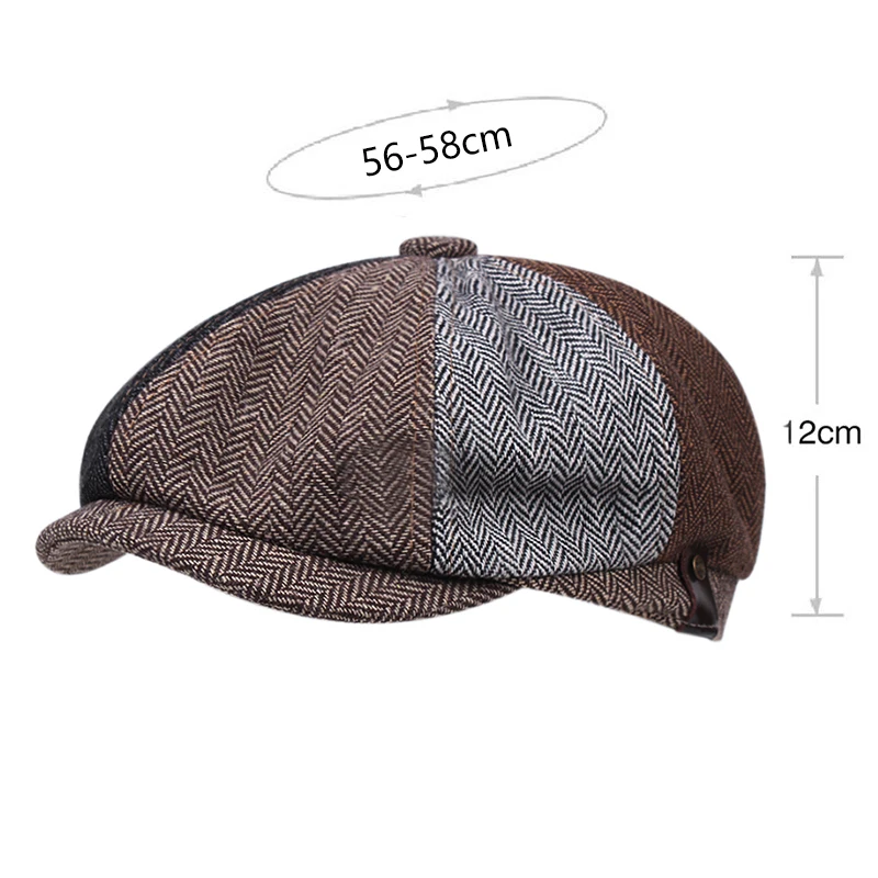 Summer Cotton Caps Linen Colorful Stitching Men\'s Beret Casual Retro Wild Newsboy Cap Mens Ivy Hat Men\'s Painter Octagonal Hat