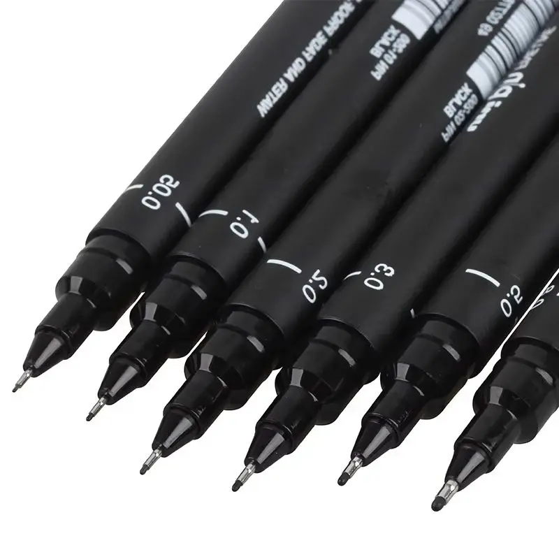 1pc 0.05mm-0.8mm Hook Line Pen Black Ink Gel Pen Comic Hand Drawn Writing Drawing Signature Stationery School Office Supplies