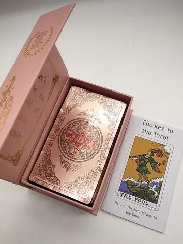 Gold Foil Tarot Plastic Cards Rose Pink Oracle Waterproof Card Deck Mysterious Board Game Divination Cards