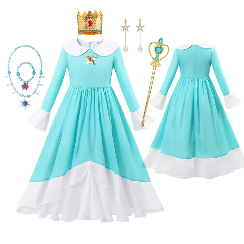 Princess Rosalina Costume For Girl 2024 Carnival Party Cosplay Children Clothing Birthday Dress Game Playing Theme Daisy Outfit