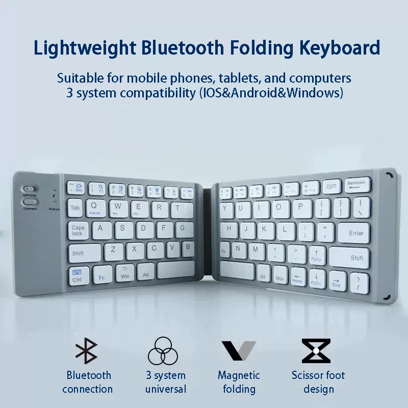 

Portable Folding Keyboard Rechargeable Wireless Bluetooth Keyboards for PC Mac Smartphone Windows IOS Android