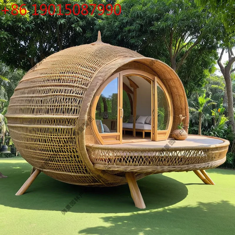 

Rattan house holiday wind clock in the photo thatched house B & B landscape room seaside creative cottage