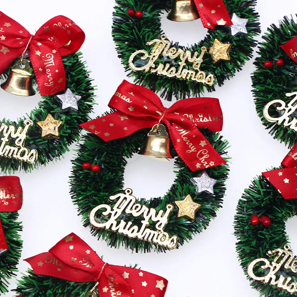 

5Pcs Hanging Xmas Wreath Festive Bow Decor Miniature Garlands for Creative Kids Playtime Holiday Season Decor Crafts Activities