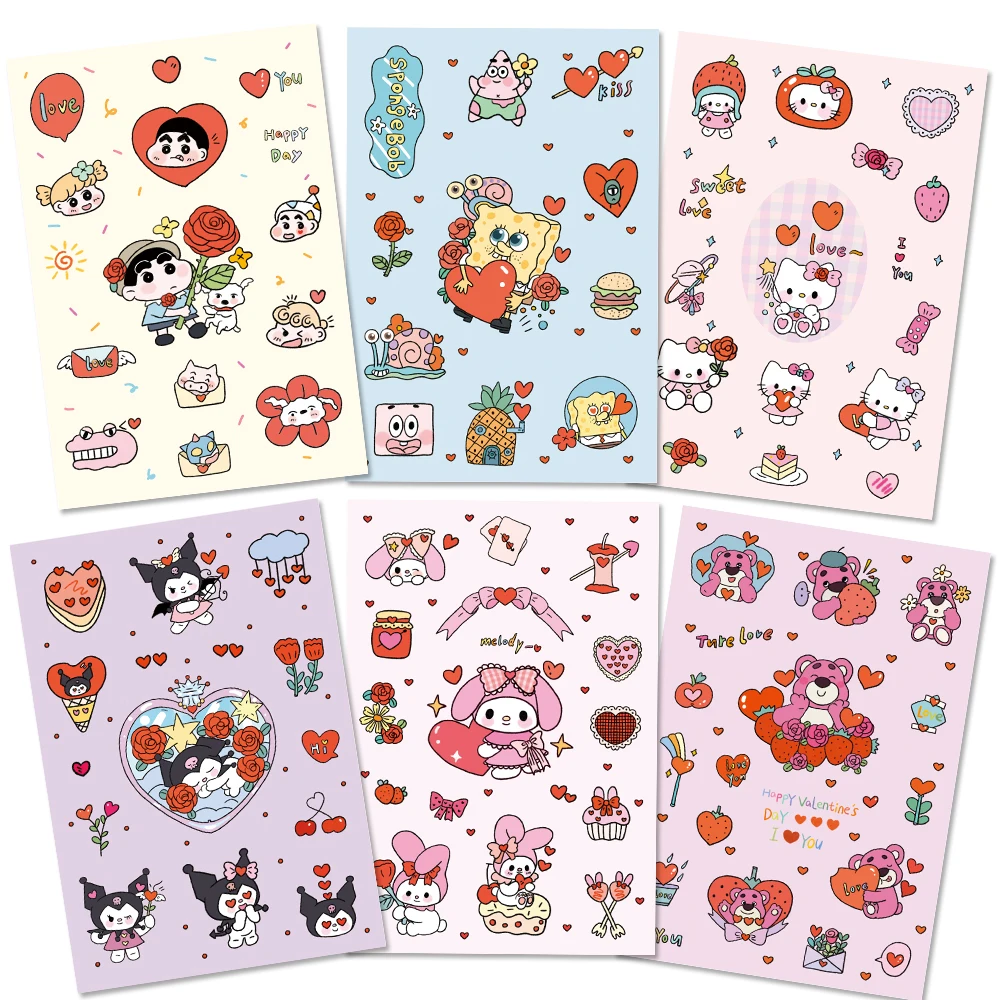 8/16Sheets Kawaii Sanrio Kuromi My Melody Stitch Waterproof Stickers Phone Skateboard Guitar Suitcase Graffiti Decal Kids Toys