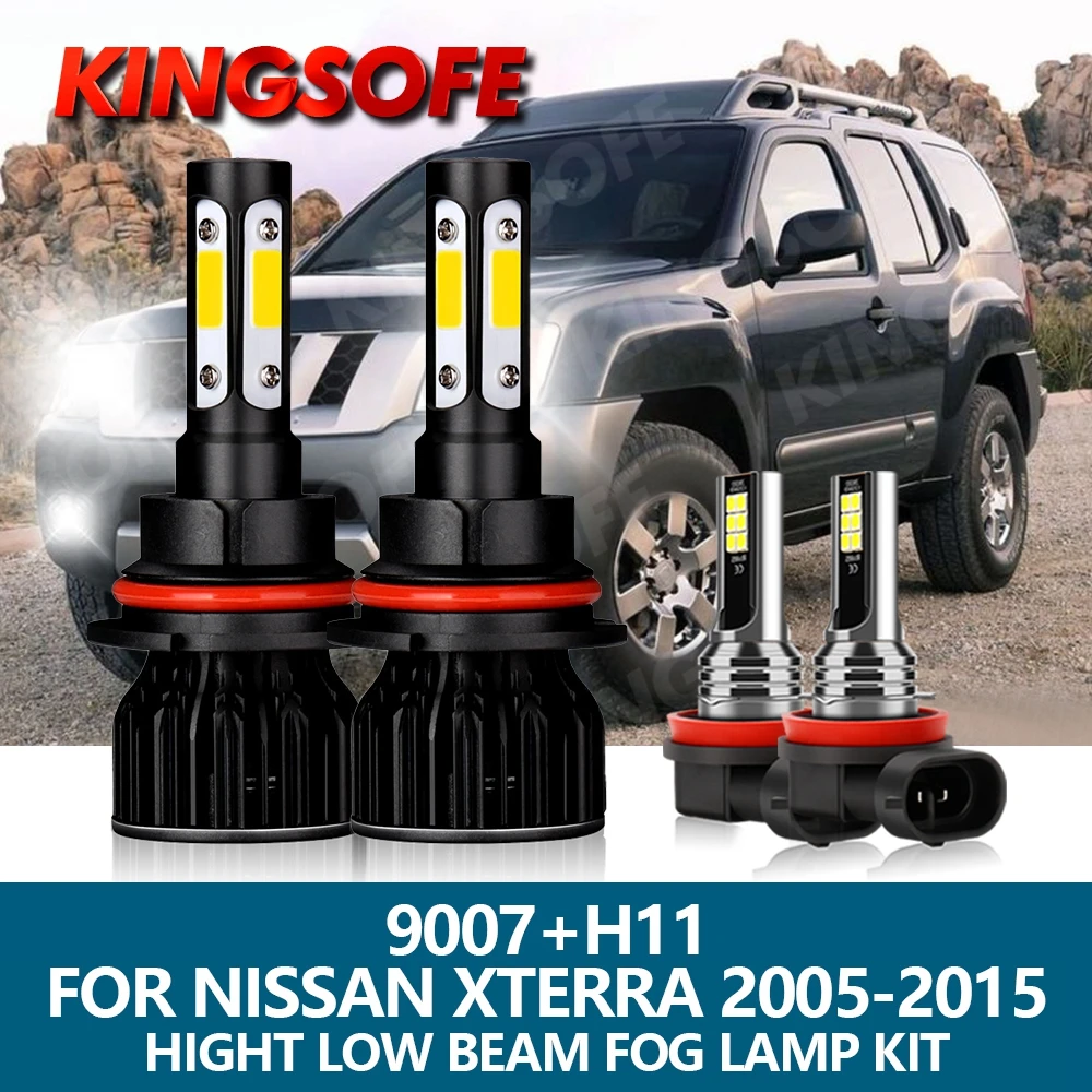 

4Pcs LED Headlight 9007 H11 Car Light COB Chip 10000LM 100W Hight Low Beam Bulbs Fog Lamp Kit For Nissan Xterra 2005-2015