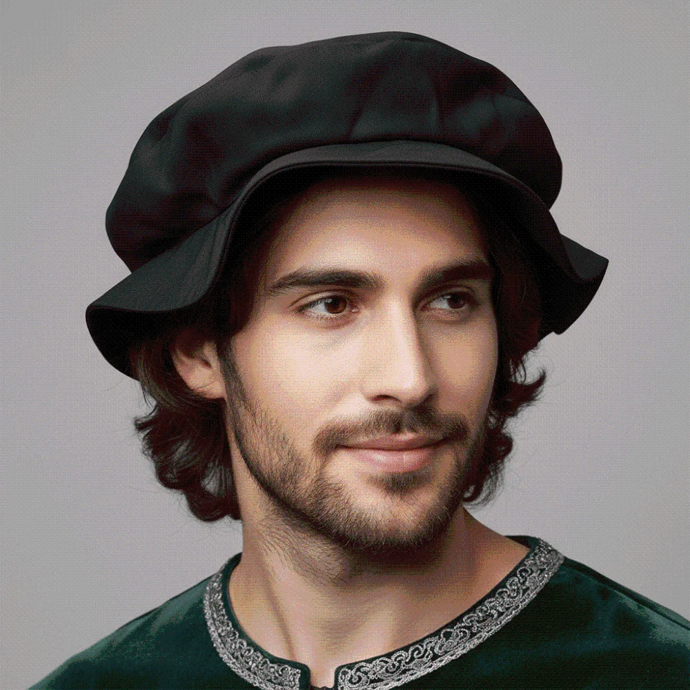Faux Suede Medieval Flat Cap Elastic Band Solid Color Renaissance Beret Hat Classic Shape Soft Velvet Mens Cosplay Cap