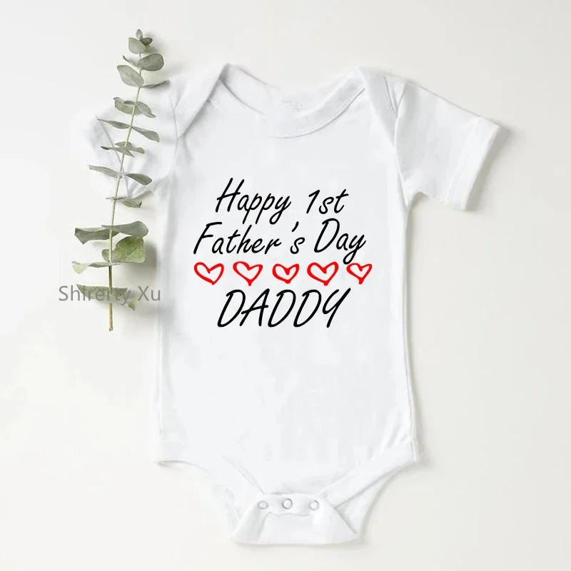 

Happy 1st Father's Day Daddy Toddler Boys Girls Infant Clothes Newborn Baby Bodysuit Short Sleeve Summer Romper Father's Gift