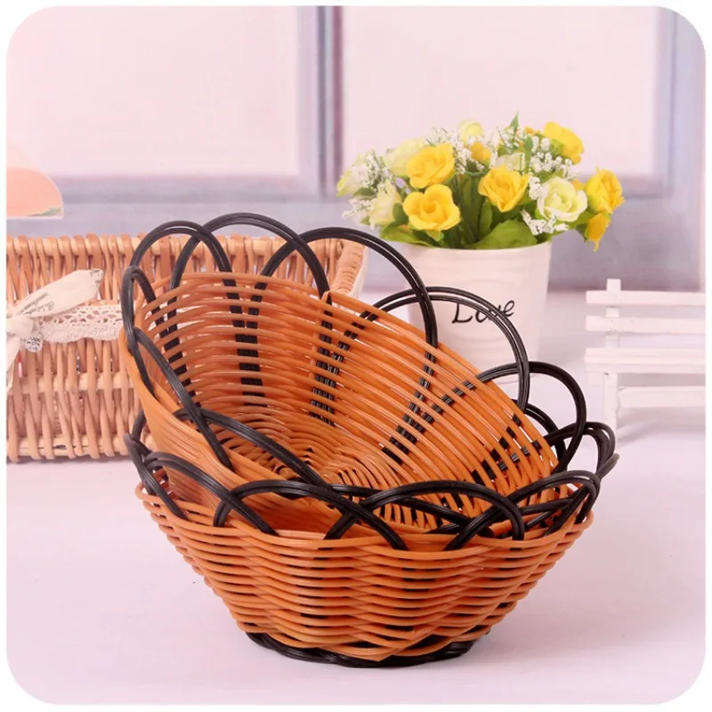 

Imitation Vine Weaving Storage Basket, Countryside Style Handmade Fruit Plate