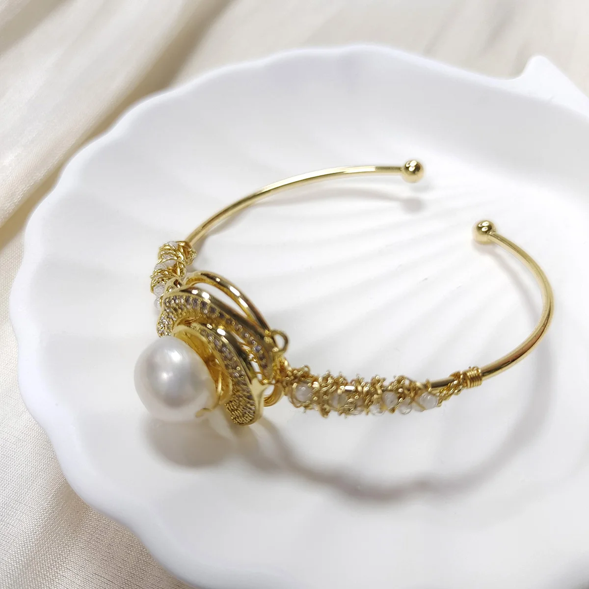 New freshwater pearl 24K gold plated gold charm bracelet jewelry female birthday gifts do not fade