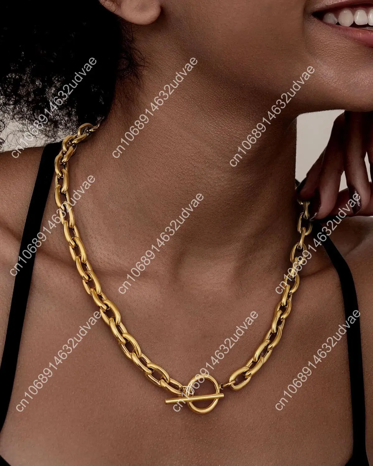 TEN MIRO 18k Chunky Gold Necklace for Women Sweatproof, Non Tarnish Chunky Layered Chain Necklaces Thick Gold Layering Herringbo