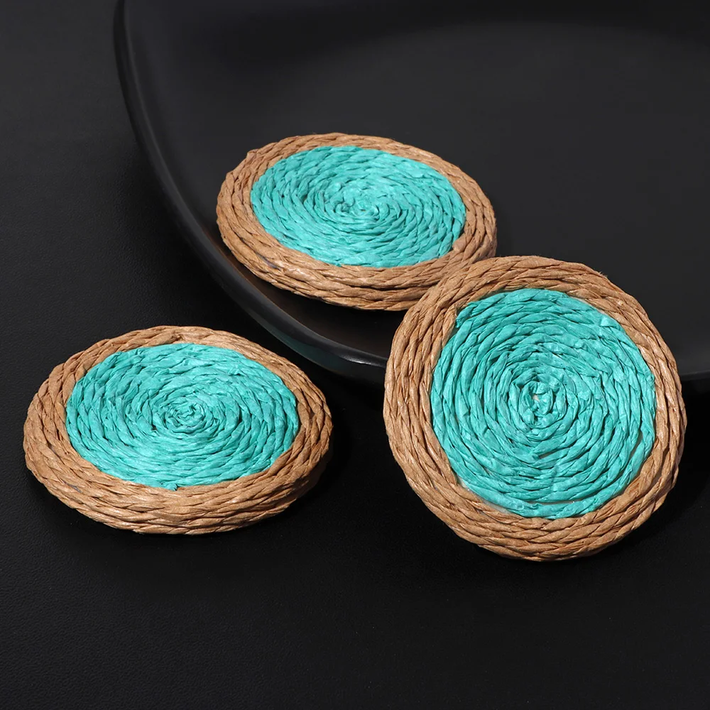 Handmade Bamboo Weave Accessries Bohemia Geometric Rattan Weave Jewelry Accessory Pendant Handmade Bamboo Braided 2/3/5/10Pcs