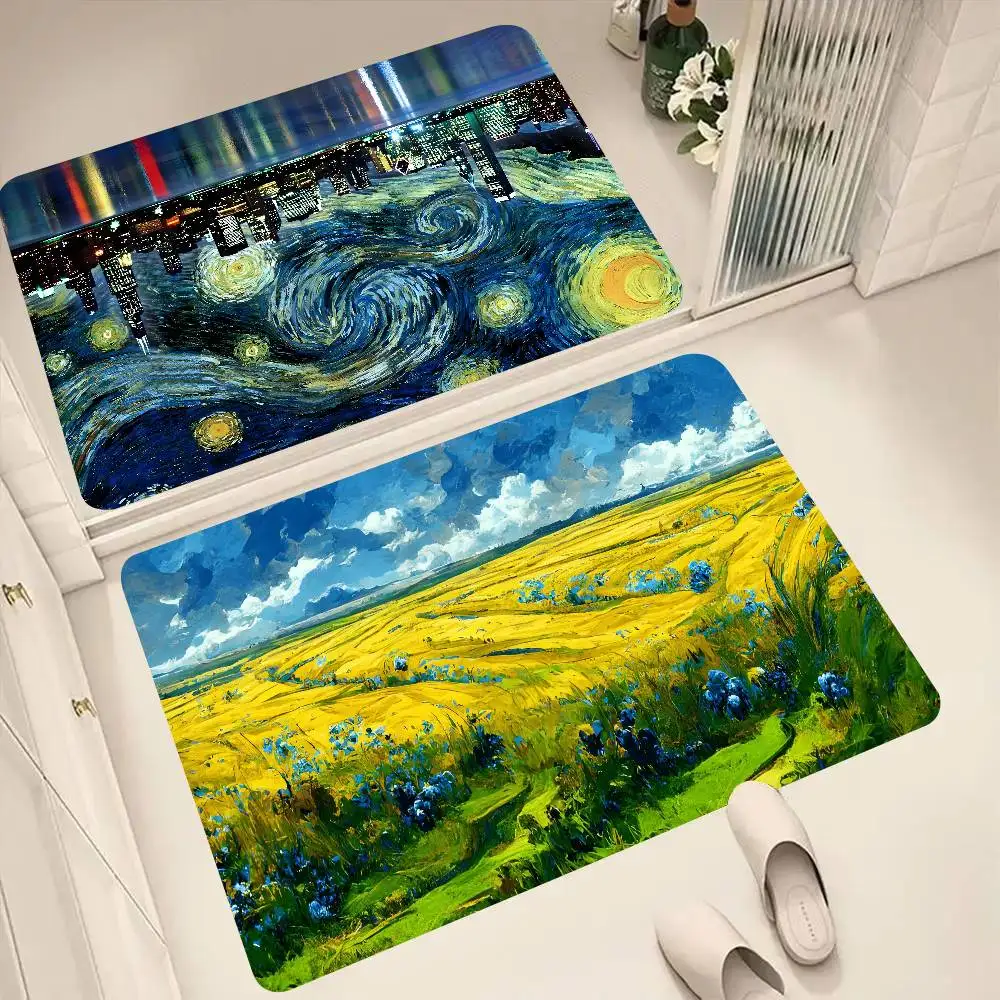 Oil Painting Claude Monet Art Floor Mat Suitable For Living Room Kitchen Bathroom Non-slip Mat Household Foot Mat