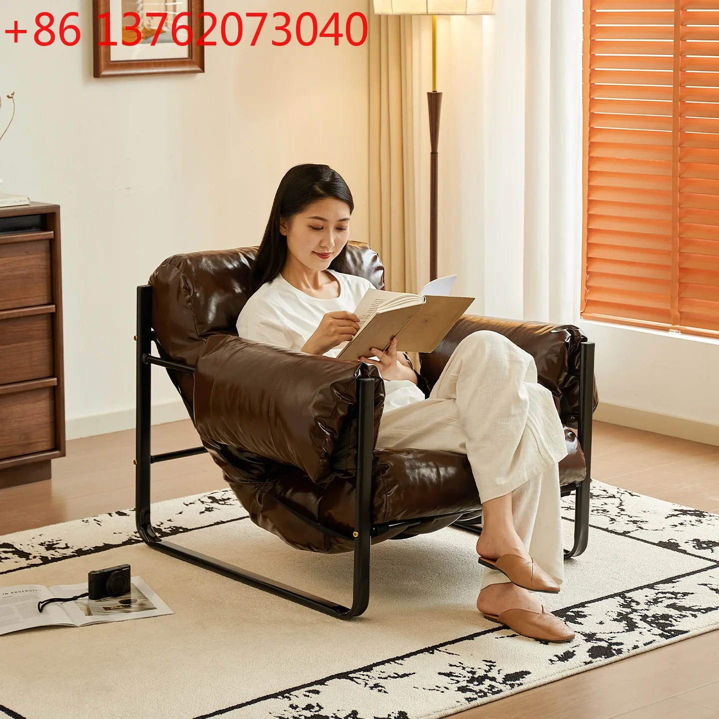 

Living room balcony new Chinese American retro cafe B & B antique lazy sofa chair