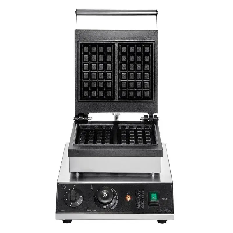 Kommerzielles Waffeleisen/Waffelmaschine, 2000 W, belgisches Antihaft-Waffeleisen aus Edelstahl mit Temperatur- und Zeitsteuerung, für Restaurants, Bäckereien und Imbissbuden, für die Herstellung von