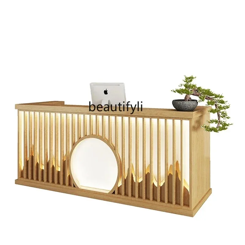 A506   Bar Counter Cashier Solid Wood Clothing Store Reception Desk Beauty Salon Commercial Store