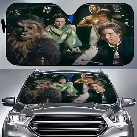 Star Funny Wars Cartoon Window FoilsHeated Windshield Sunshade Car Front Window Visor Car Solar Protect Tools
