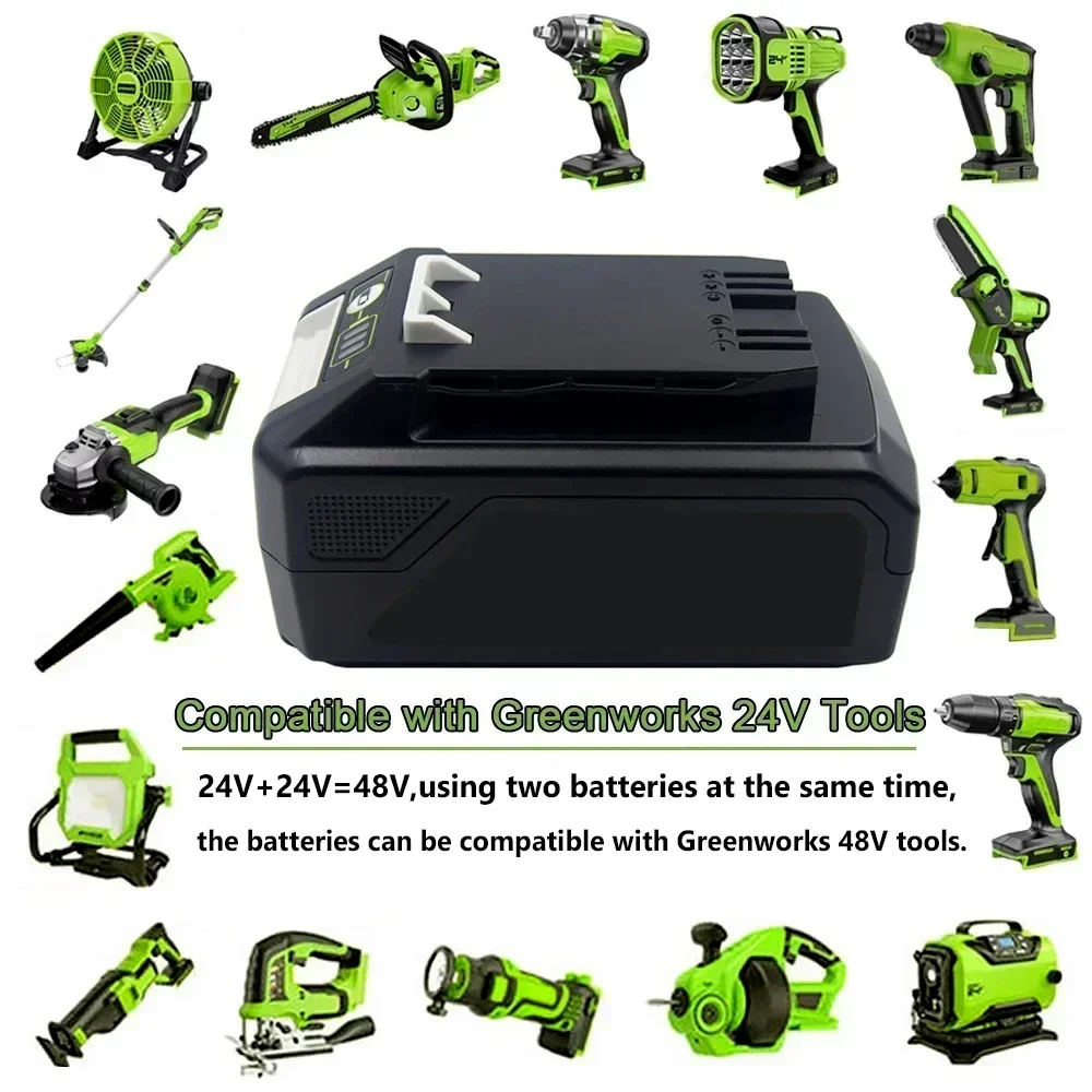 For Greenworks 24V 48V Tools MO24B410 MO48L4211 HT24B210 21342 For Greenworks 24V 4.0/6.0/8.0Ah Lithium Battery