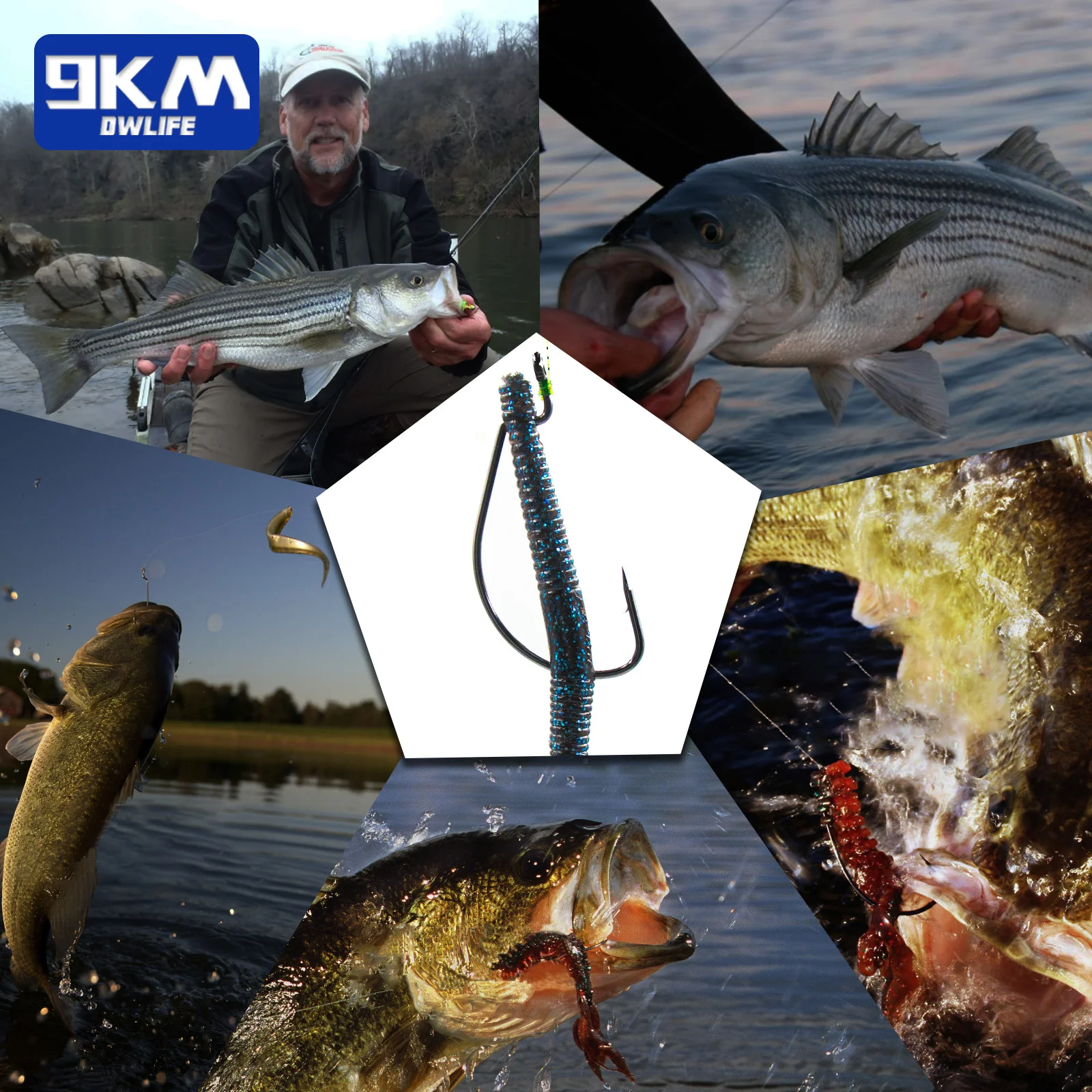 Wide Gap Offset Worm Fishing Hooks Jig Carp Fishing Softjerk Texas Rig Hooks Soft Worm Lure EWG Hooks Accessories Sea Freshwater