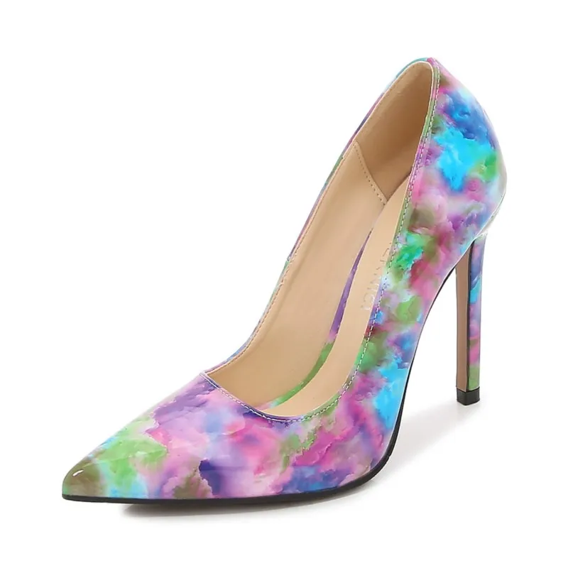 

Fashion list shoes women's personality floral cloth small fragrant wind color pointed heel