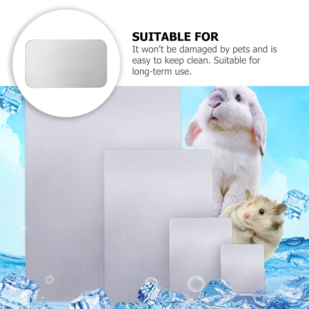 

2pcs Aluminum Plate Ice Mat Hamster Cooling Board Small Animal Pad Rabbit Reptiles Summer Cooling Pet Supplies Smooth Surface