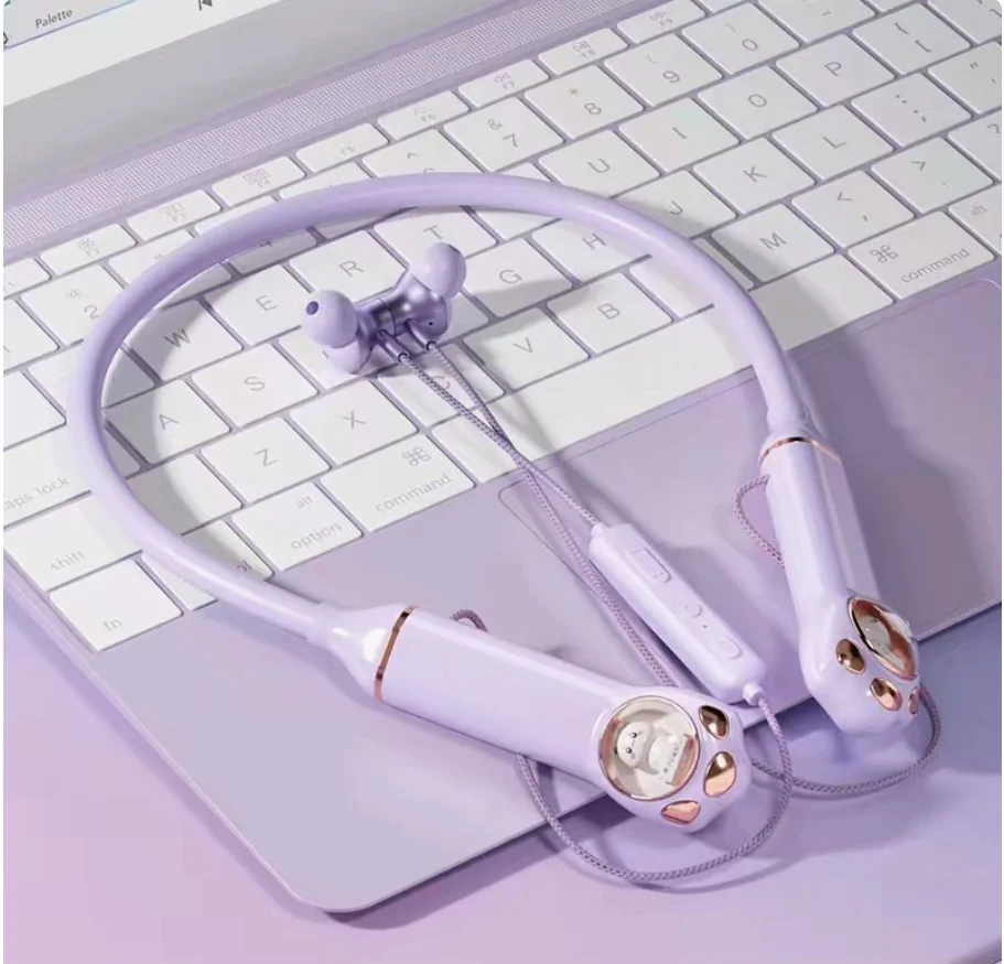 K1692 Bluetooth Headset Microphone Wireless NeckHanging Stereo Noise Reduction Neck-mounted Cute Sporty