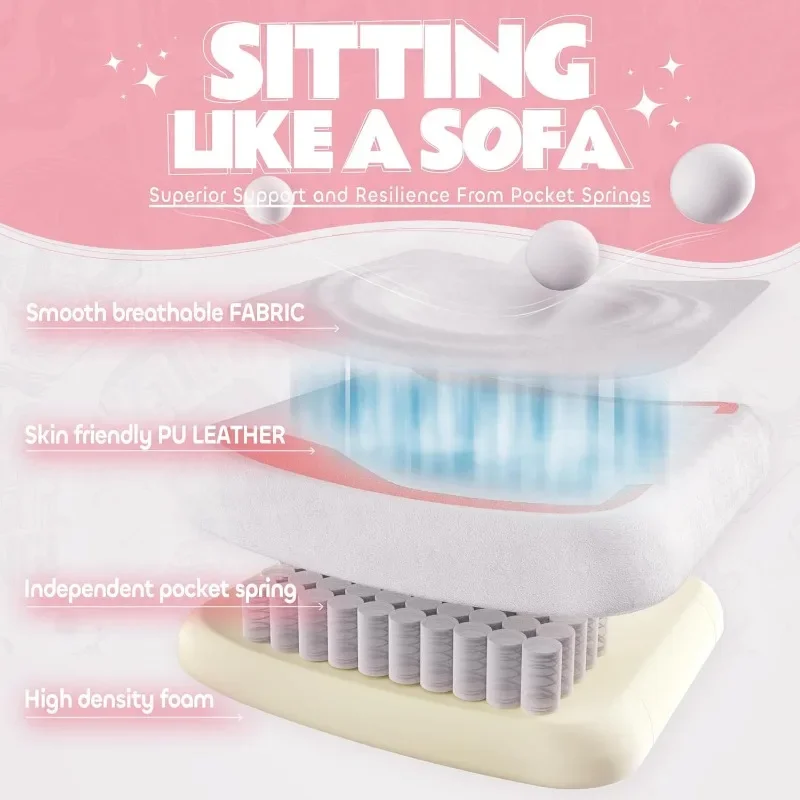 Pink Gaming Chair Cute with Cat Ears Paw Lumbar and Cushion,Ergonomic Computer Chair with Footrest