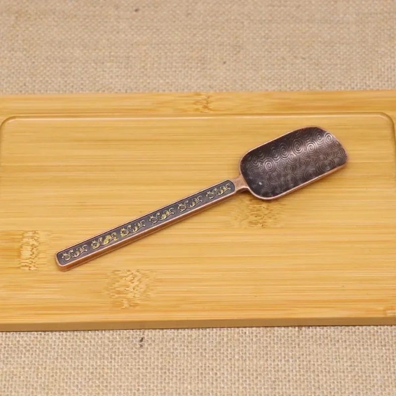 Retro Metal Chinese Tea Scoop Spoon Copper Teaspoon Bamboo Shape Tea Set Shovel Kongfu Tea Ceremony Utensils Accessory Tool