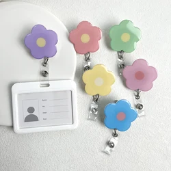 1Pcs Macaron flowers Badge Reel Retractable ID Lanyard Name Tag Card Badge Holder Clip Doctor Nurse Office Supplies