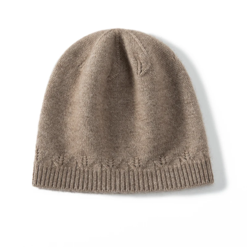 

Autumn 35% Cashmere Fashion Women's Bean Hat Fashion Winter Solid Color Outdoor Warm Soft Knitted Hollow Head Cap