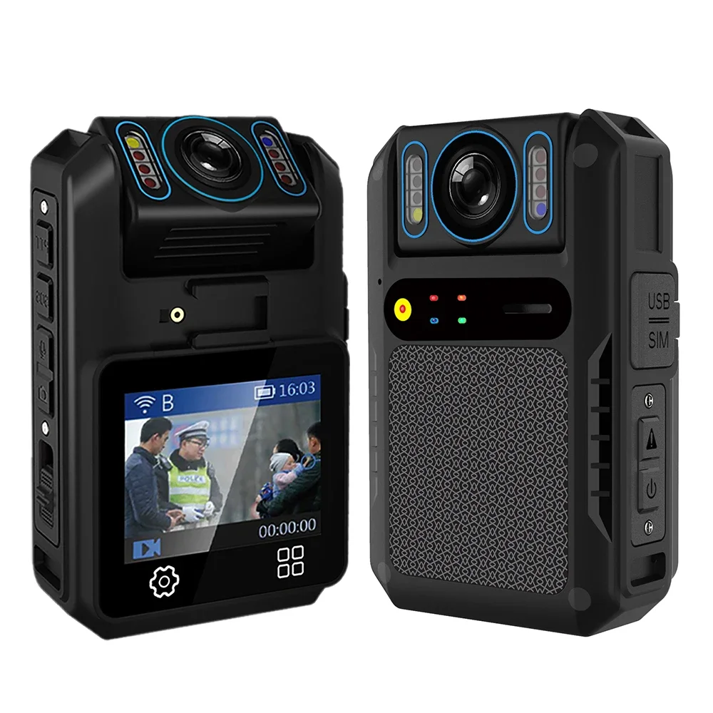 Android OS 4G Body Worn Camera Support 225-Degree Rotatable H,265 Video Compression LTE Real-time Video Broadcast