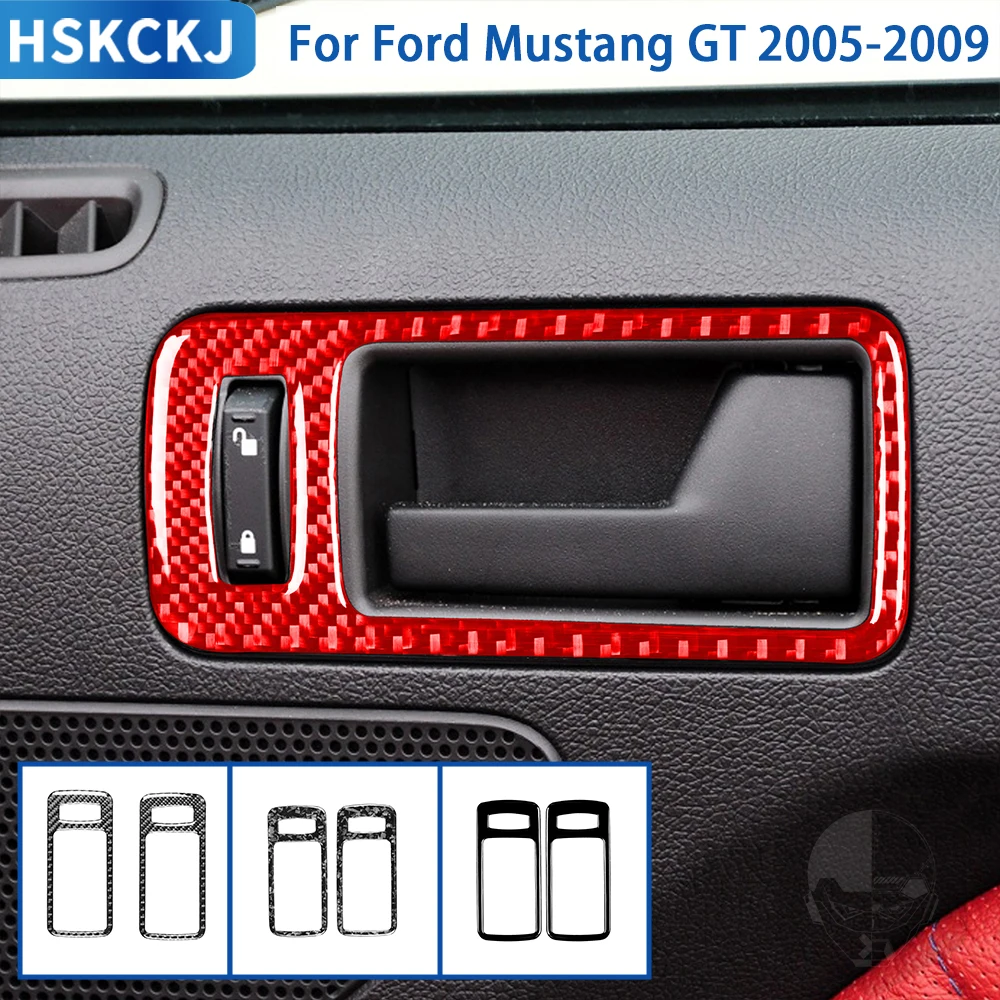 

For Ford Mustang GT 2005 2006 2007 2008 2009 Accessories Carbon Fiber Car Interior Door Handle Frame Trim Sticker