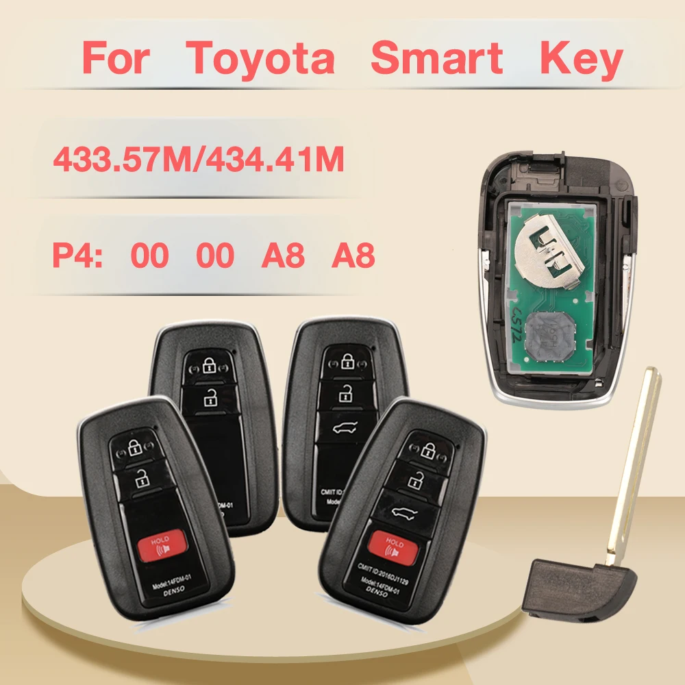 Jingyuqin  For Toyota Smart Key Land Cruiser Prado 281451-3330 Pcbversion 2/3/4 Button dual frequency 433.57M/434.41M Remote Key