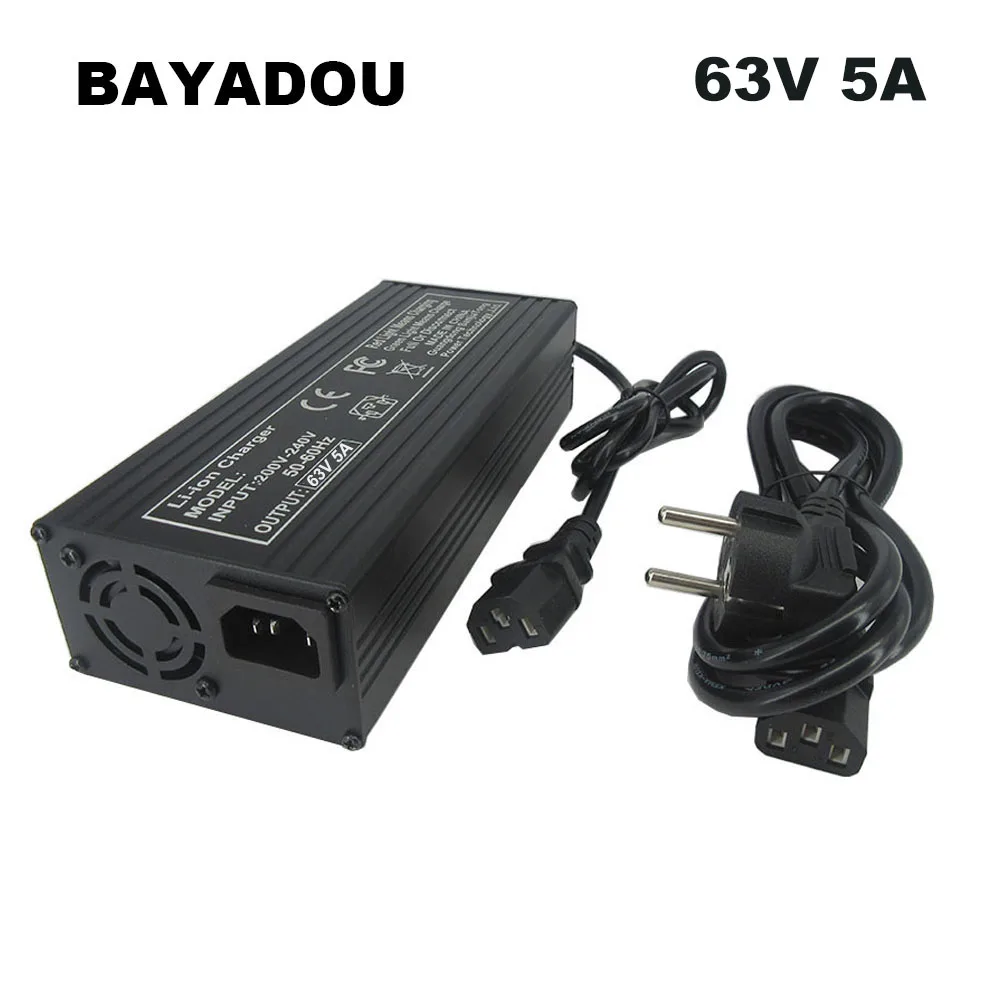 

63V 5A Lithium Fast Charger 55V 55.5V 15S 20AH 30AH 50AH Forklift RV Golf Cart Battery Chargers 3PIN IEC Connector