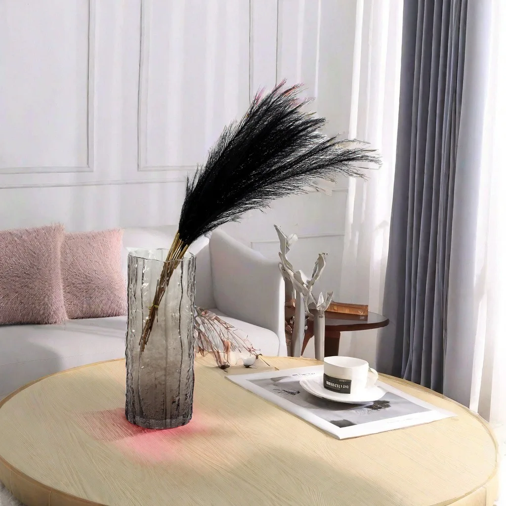 55CM 10PCS Fluffy Pampas Grass Boho Decor Flower Fake Plant Reed Simulated Wedding Party Home Decoration Artificial Flowers