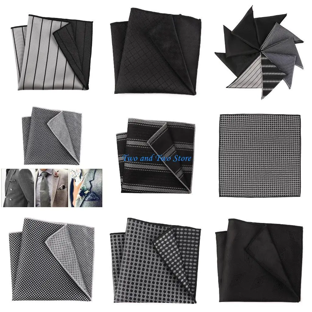 HX6F منديل خفيف الوزن بنمط غامق، منديل جيب للصدر قابل للغسل، للشؤون التجارية للبالغين